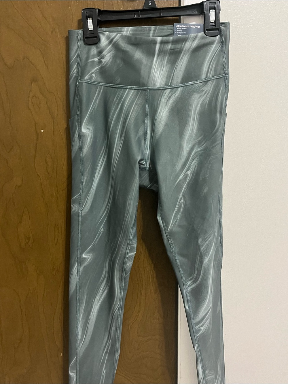 tek gear Gray Marble Print High-Waist Leggings with pockets